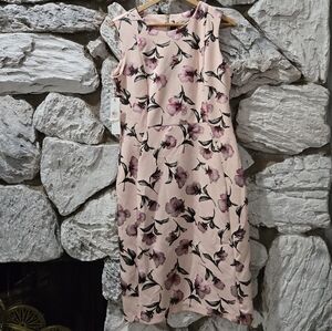 Calvin Klein Floral Sheath Dress Pink Business Formal Size 10 Short Sleeve New